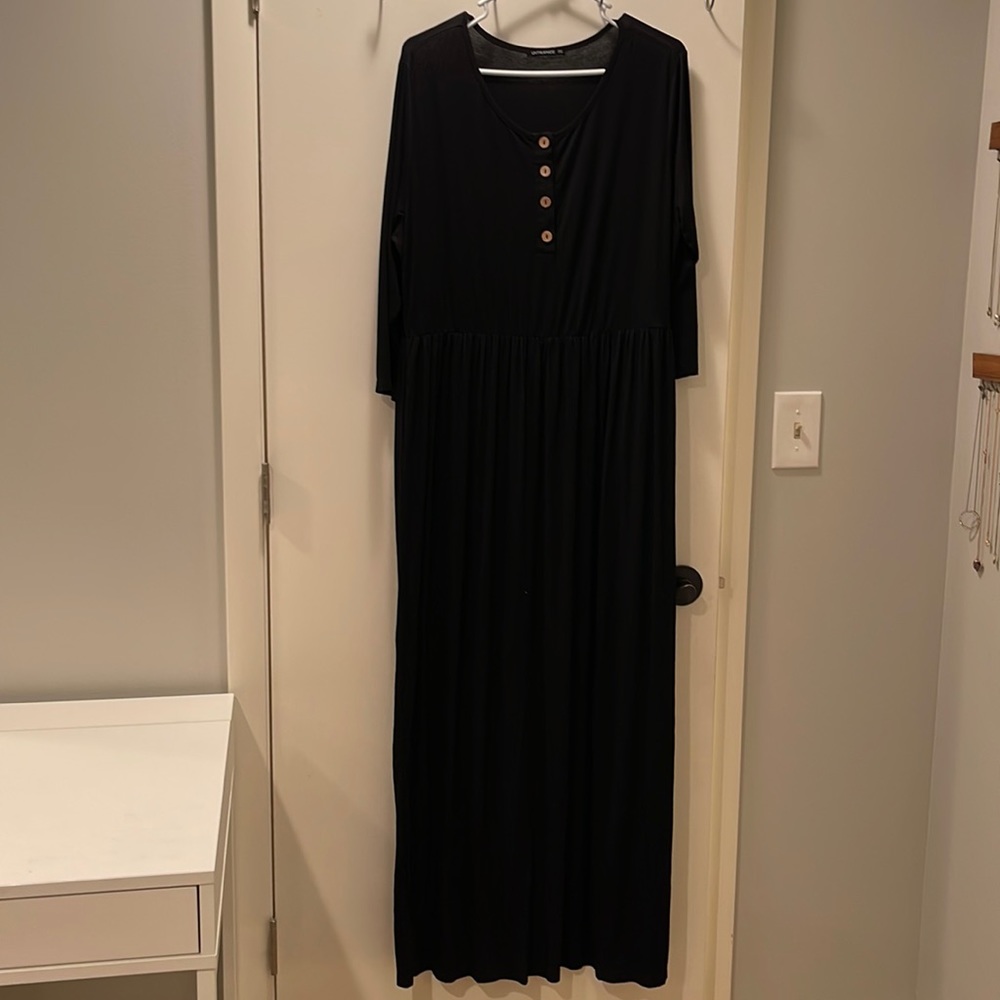 NWOT ULTRANICE Women 3/4 Sleeve Plus Size Button Maxi Long Dress w/ Pockets